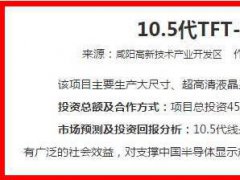 咸陽積極謀劃10.5代TFT-LCD液晶面板生產線項目